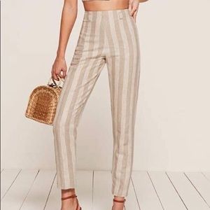 Reformation Claudia High Rise Striped Linen Pants